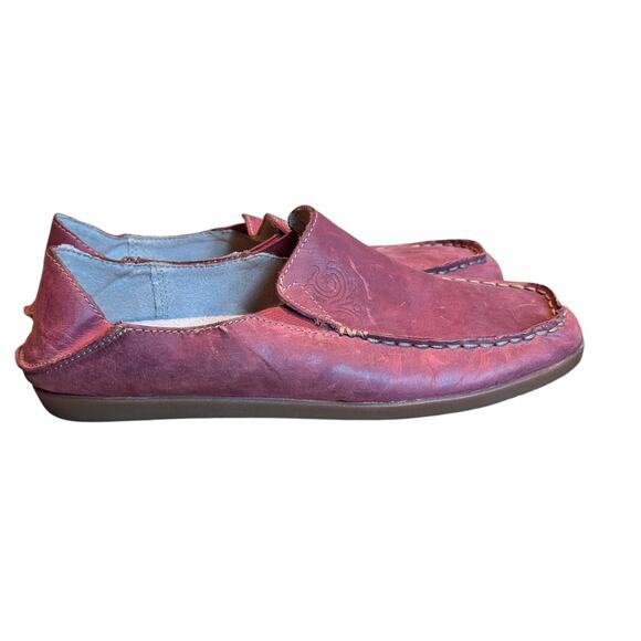 Olukai Nohea Nubuck moccasin embossed artwork W9 - Picture 1 of 9